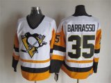 Pittsburgh Penguins 35 Tom Barrasso white throwback CCM ice hockey jersey