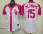 MLB Chicago White Sox 15 Beckhanm Womens Pink Splash Fashion Jersey