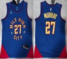 Jordan logo Denver Nuggets #27 Jamal Murray blue red nba Jerseys-XD