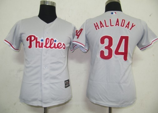 Philadephia Phillis 34 Halladay Grey MLB Women Jerseys