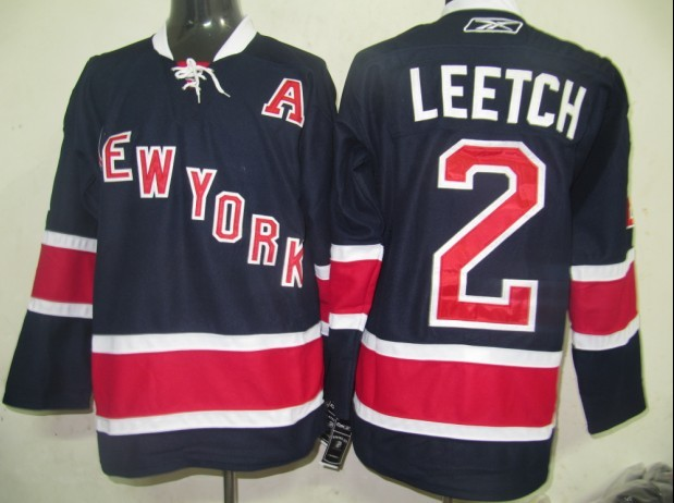 NY Rangers 2 LEETCH Dark BLUE 85th Nhl hockey jerseys