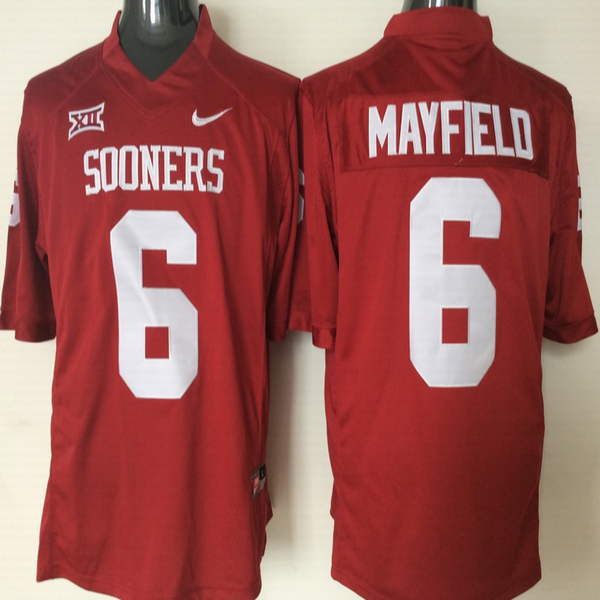 Custom Oklahoma Sooners #6 Baker Mayfield Red College Football Jersey