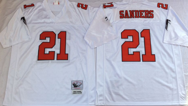 Atlanta Falcons #21 Deion Sanders White NFL Jerseys