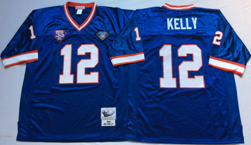 Buffalo Bills #12 Jim Kelly thrwoabck Blue NFL Jerseys