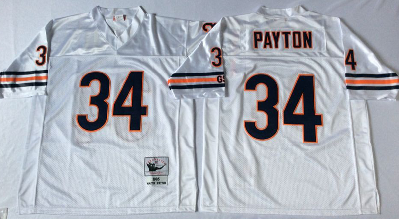 Chicago Bears #34 Walter Payton Throwback White NFL Jerseys