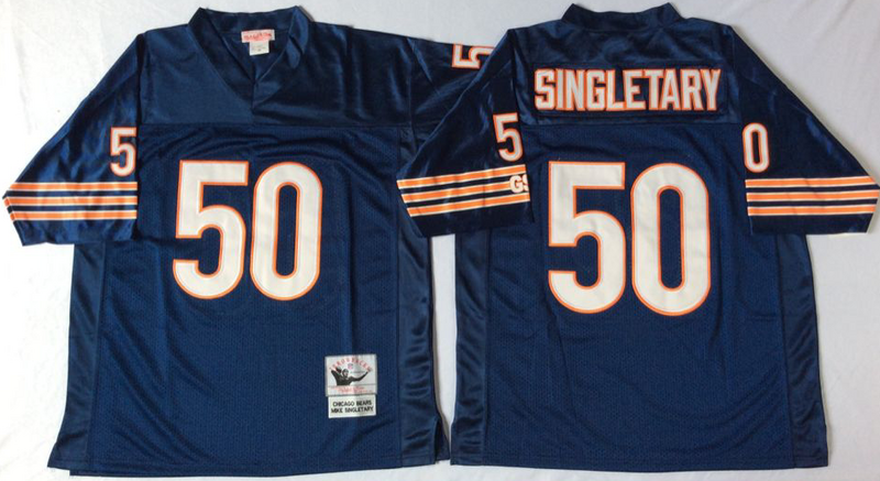 Chicago Bears #50 Mike Singletary Throwback Blue NFL Jerseys