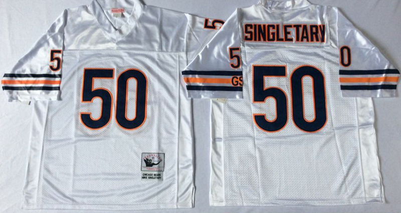 Chicago Bears #50 Mike Singletary Throwback White NFL Jersey