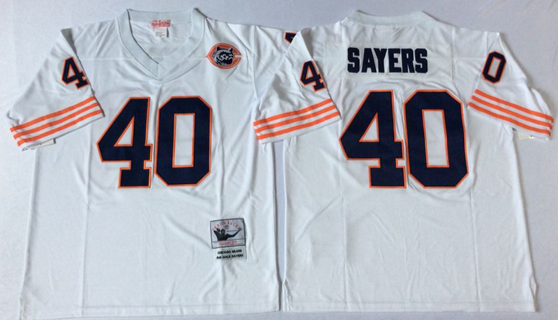 New Chicago Bears #40 Gale Sayers Throwback White NFL Jerseys