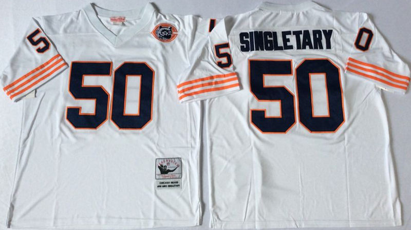 New Chicago Bears #50 Mike Singletary Throwback White NFL Jerseys