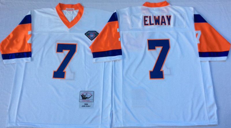 Denver Broncos #7 ohn Elway Throwback White NFL Jerseys