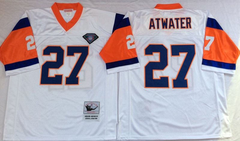 Denver Broncos #27 Steve Atwater Throwback White NFL Jerseys