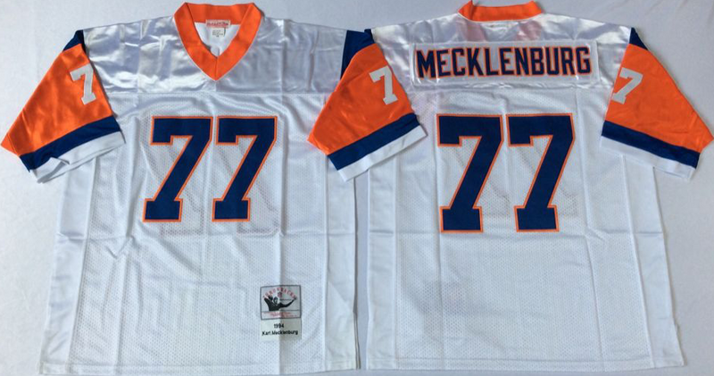 Denver Broncos #77 Karl Mecklenburg Throwback White NFL Jerseys