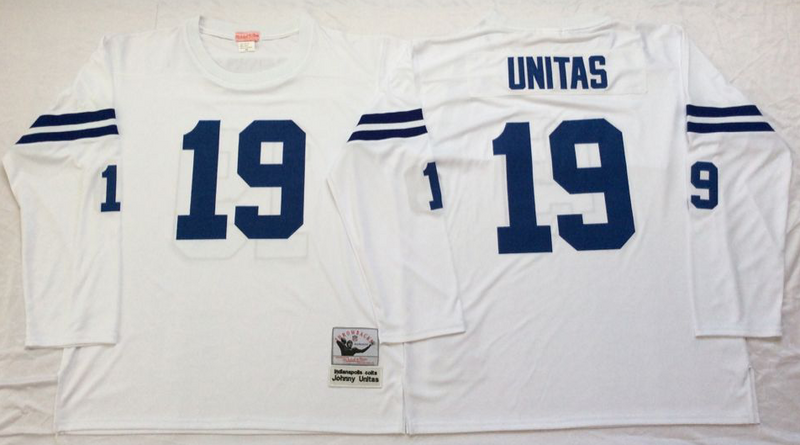 Indianapolis Colts #19 Johnny Unitas throwback White NFL Jerseys