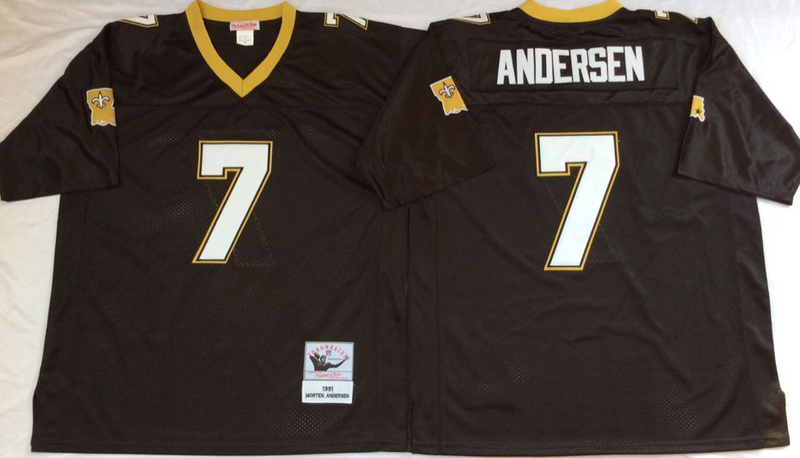 New Orleans Saints #7 Morten Andersen Throwback Black NFL Jerseys