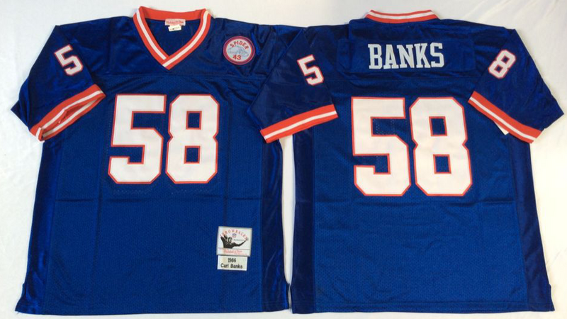 New York Giants #58 Carl Banks Throwback Blue NFL Jerseys