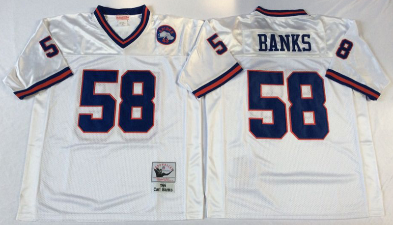 New York Giants #58 Carl Banks Throwback White NFL Jerseys