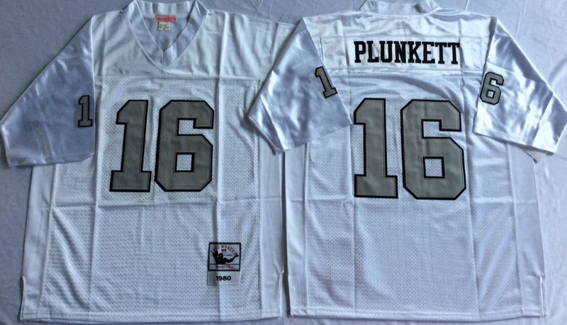 Oakland Raiders #16 Jim Plunkett throwback White NFL Jerseys