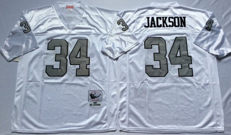 Oakland Raiders #34 Bo Jackson throwback White NFL Jerseys