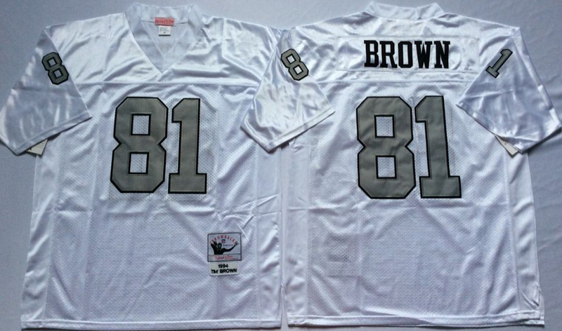 Oakland Raiders #81 Tim Brown throwback White NFL Jerseys