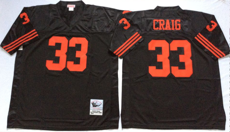 San Francisco 49ers #33 Roger Craig Black Throwback Red NFL Jerseys