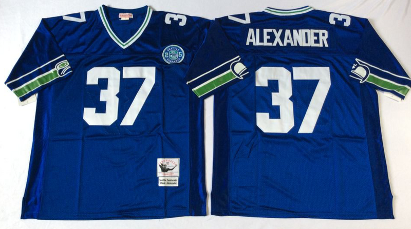 Seattle Seahawks #37 Shaun Alexander throwback Blue NFL Jerseys