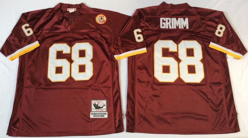 Washington Redskins #68 Russ Grimm throwback Red NFL Jerseys