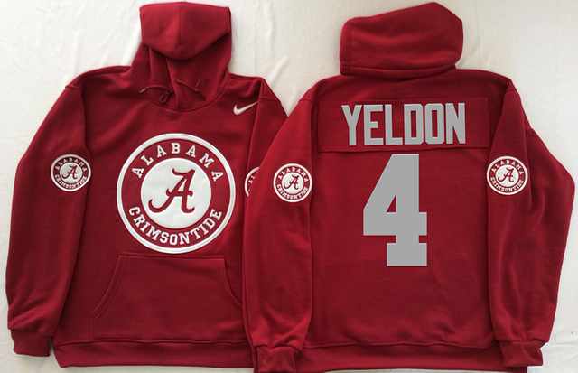 Alabama Crimson Tide Red #4 YELDON NCAA Hooded Sweatshirt