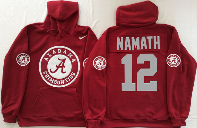 Alabama Crimson Tide Red #12 NAMATH NCAA Hooded Sweatshirt