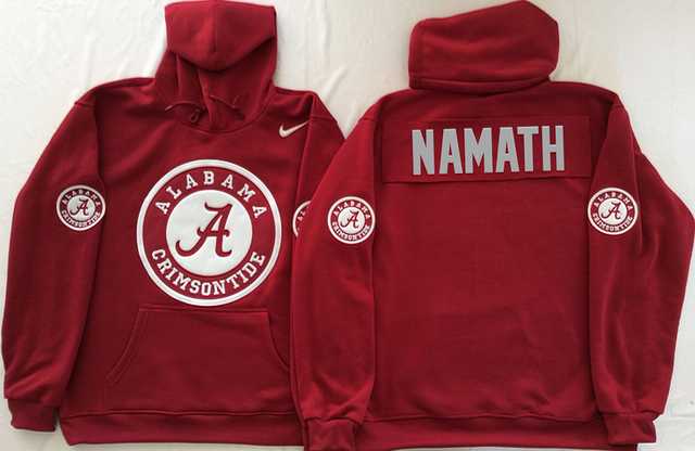 Alabama Crimson Tide Red NAMATH NCAA Hooded Sweatshirt