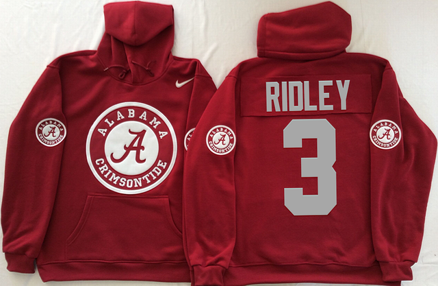 Alabama Crimson Tide Red RIDLEY #3 NCAA Hooded Sweatshirt