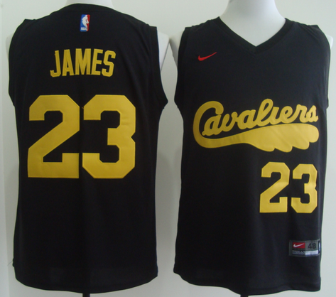 Cleveland Cavaliers LeBron James #23 Black yellow fashion nba basketball jersey